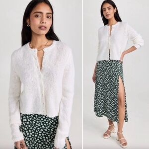 Reformation Alpaca Clara Crew Cardigan Lightweight Cream Small